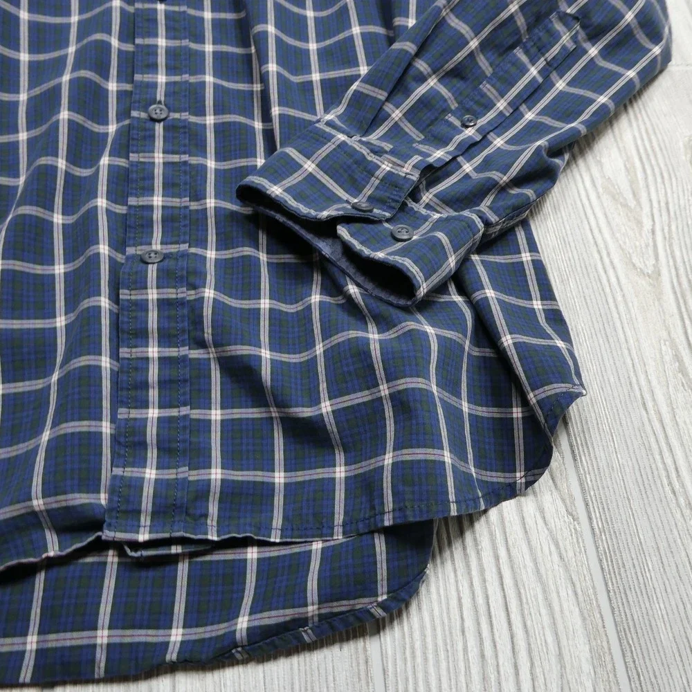 Banana Republic Shirt Adult XL Blue Plaid Custom 078 Wash‎ Camden Fit Mens
